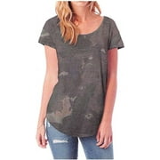 Alternative Women's Vintage Jersey The Keepsake Tee, Green Camo, XXL