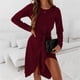 thumbnail image 4 of Mini vestido de otoño de vendaje de color sólido de manga larga con cuello redondo de moda sexy para mujer Fridja  NMB162, 4 of 9