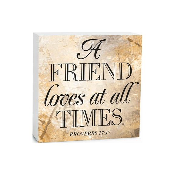 Friend Loves All Times Marbled Cream 5 x 5 Wood Tabletop Sign Plaque