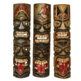 thumbnail image 2 of Zeckos Hand Carved Wood Double Tiki Mask Wall Décor 24 inch Set of 5, 2 of 9