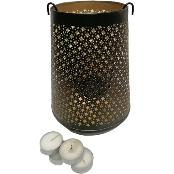 India Meets India Metal Candle Holder/Lamp with Lattice Design, Centerpiece for Home Decor/Dinning/Living Room/ Bedroom/Office/Parties/Wedding Decoration, 9.5" Candle Holder w/ 4 Tealight