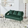 thumbnail image 3 of 53.7"Modern Upholstered Velvet Open Back Loveseat Settee with 3 Pillows, Small Comfy Sofa 2-Seater Mini Sofa for Small Space with Metal Legs, Living Room Bedroom Office Dorm Studio Apartment, Green, 3 of 9