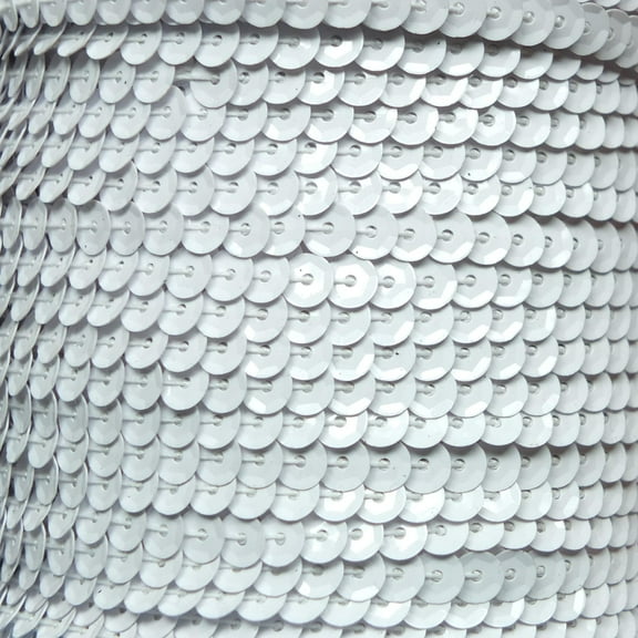 White Single Row Trim Cup Sequins 5mm Center Stitched Opaque Made in USA