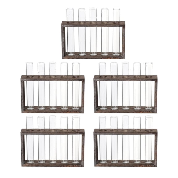 5pcs Test Tube Flower Vase Chair Wooden Plant 5 Tube