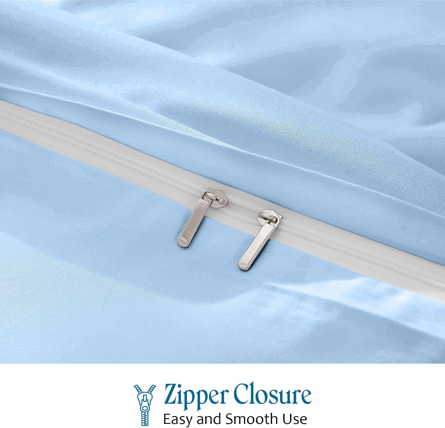 1000 TC 100% Egyptian Cotton Duvet Cover Zipper Closur Ultra Soft Durable and Fade Resistant Color Light Blue Solid size King