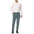 thumbnail image 2 of INSPIRE CHIC Men's Plaid Pants Casual Slim Fit Flat Front Check Dress Trousers 32 Green, 2 of 7