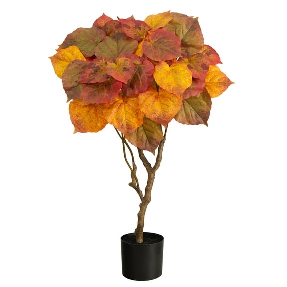 Nearly Natural 36" Ficus Artificial Tree in Black Plastic Pot