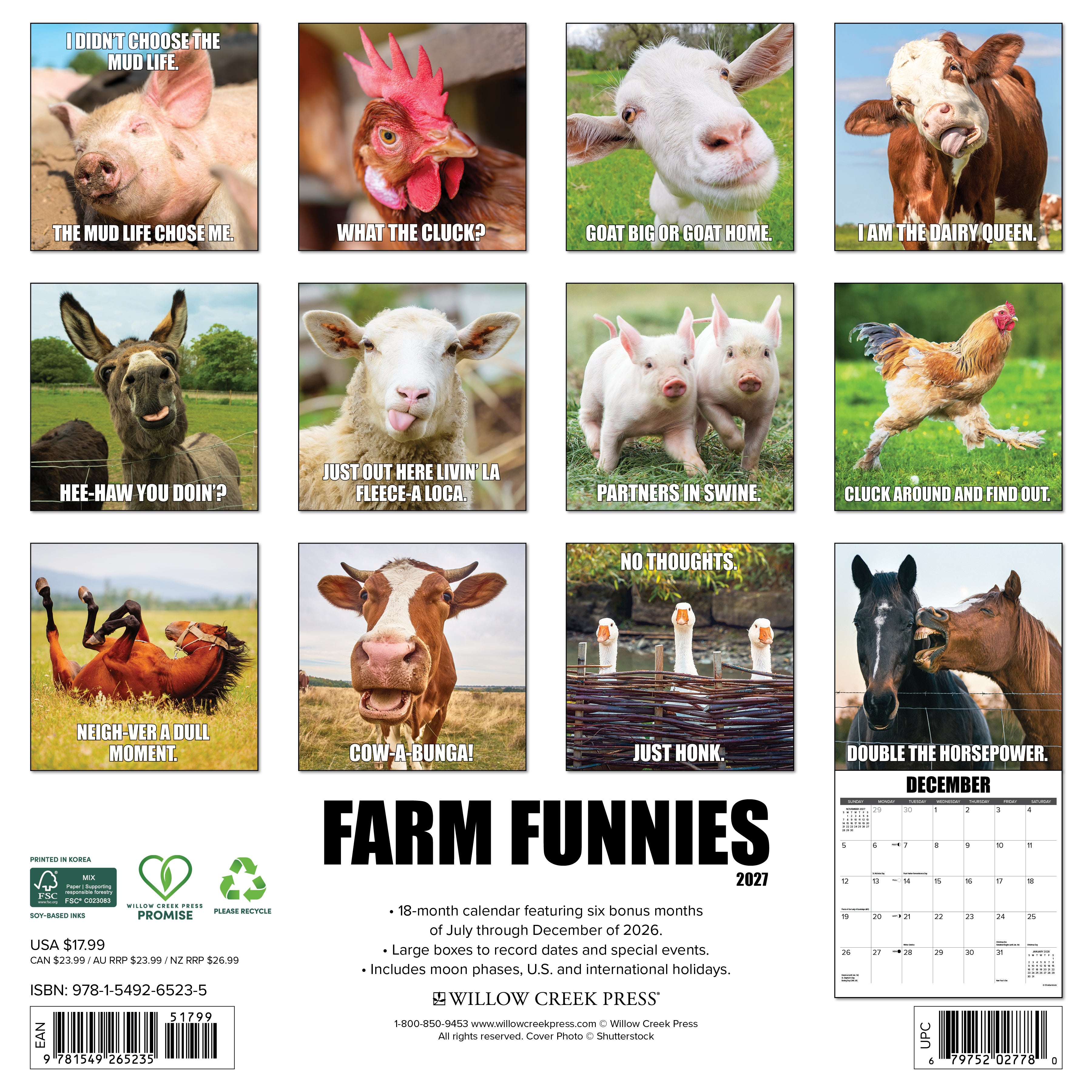 Willow Creek Press, Farm Funnies 2027 Wall Calendar