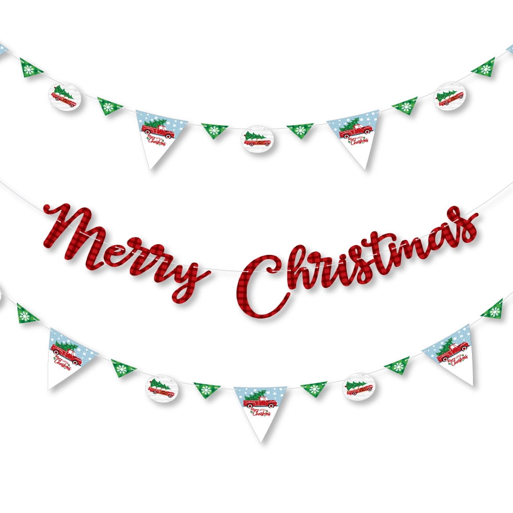 Merry Little Christmas Tree - Red Truck and Car Christmas Party Letter ...