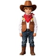 thumbnail image 4 of mgoYE Cowboy Cowgirl Outfits for Boys, Toddler Kids Dress Up Role Play Parties Cowboy Kids' Vest & Bandana Set Hat(Brick Red,3-4 Years), 4 of 7