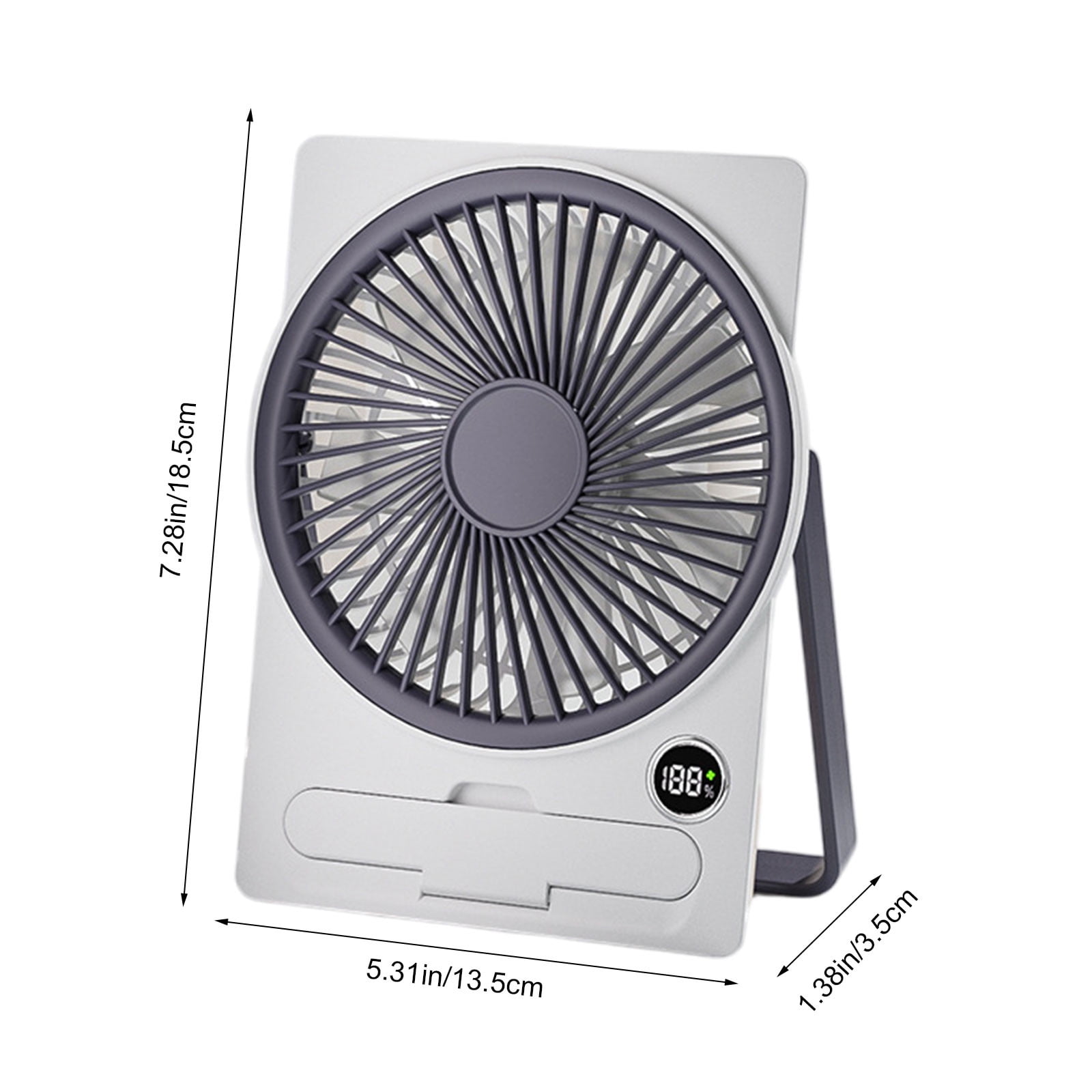 Yhmxh Small Desk Fan, 5 Speeds Adjustable Quiet Portable Rechargeable USB Fan With Digital Display, 180° Summer Wall-Mounted Fans for Home Office Kitchen Travel Outdoor (White)
