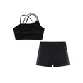 thumbnail image 4 of Nyeemya Kids Girls Dance Outfit Gymnastics Crop Tank Camisole Sport Bra and Sparkly Shorts Set Casual Black 12, 4 of 5
