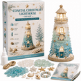 thumbnail image 2 of Beginner-Friendly DIY Lighted Sea Glass-Style Lighthouse Kit Collection, Coastal Mosaic Craft with Decorative Accessories and LED Glow, 10 Themes for Tabletop Home Decor, 2 of 9
