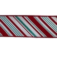 thumbnail image 4 of Red White Teal Green Candy Cane Ribbon - 2 1/2" x 10 Yards, Wired Edge, Christmas Ribbon, Glitter Sparkles, Wreath, Bows, 4 of 6