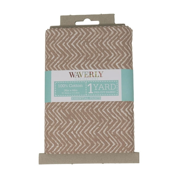Waverly Inspirations 1 Yard Cut 100% Cotton Prints Fabric, Herringbone Fawn, 44" Wide for Quilting & Sewing