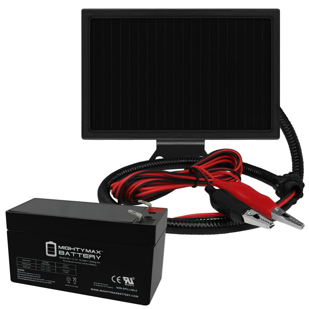 12 VOLT 1.3 AH SLA BATTERY WITH 12V SOLAR PANEL CHARGER