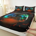 thumbnail image 3 of Manfei Colorful Game Console Twin Sheet Sets,Gamepad Gamer Twin Fitted Sheet,Red Hexagon Pattern Flat Sheet For Kids,Super Cozy Room Decor,3-Piece, 3 of 7