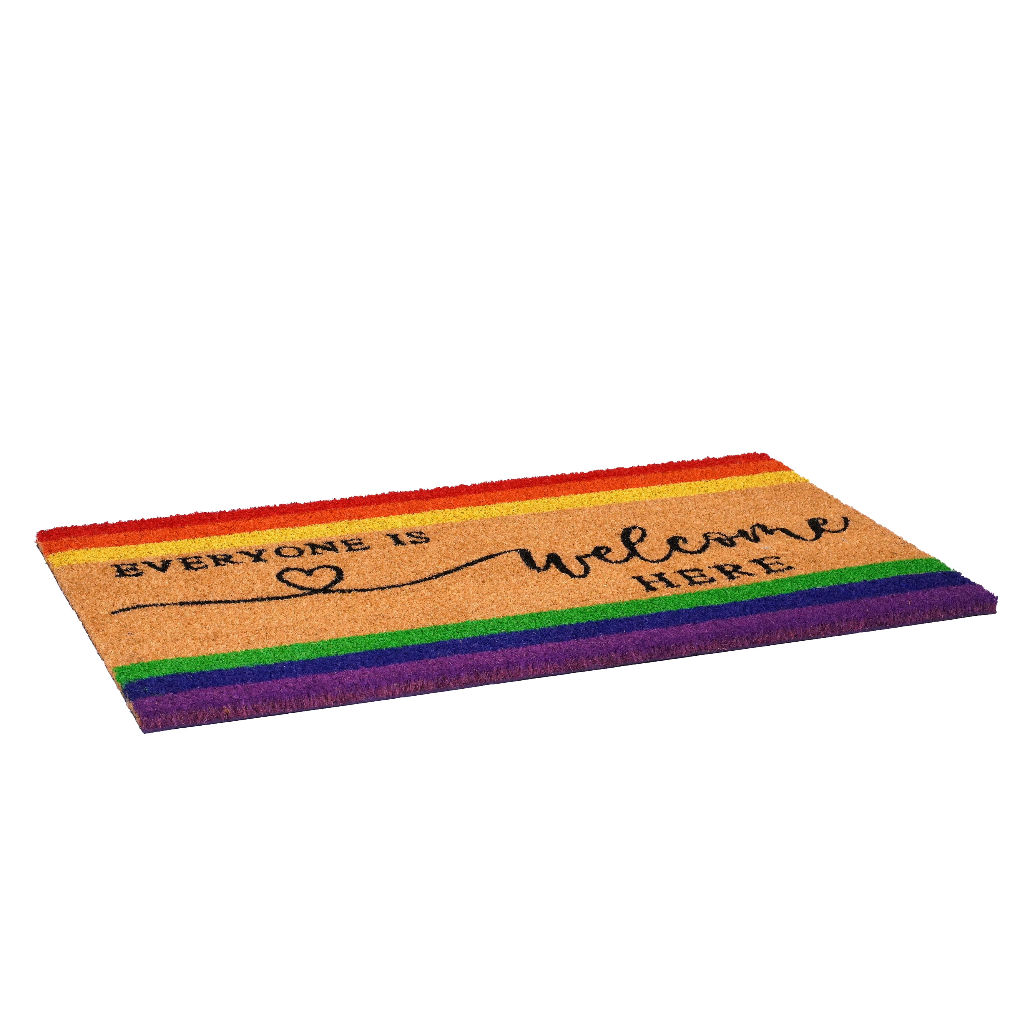 Calloway Mills 107832436 24 x 36 in. Coir & Vinyl Everyone is Welcome Here Rectangular Doormat - Multi Color