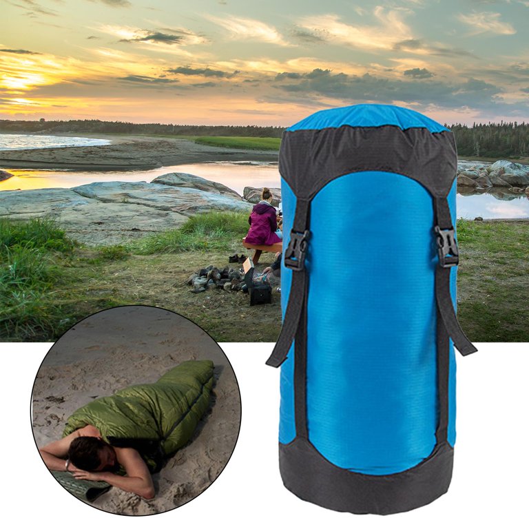 Compression Stuff Sack Water Resistant Ultralight Organizer Multifunctional  Compression Sack Sleeping Bag for Outdoor Kayaking Backpacking , Blue Color  L 
