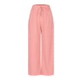 thumbnail image 5 of ClodeEU Women's High Waist Wide Leg Y2K Striped Pants with Drawstring, Long Trousers with Pocket Red,Womens Plus L, 5 of 6