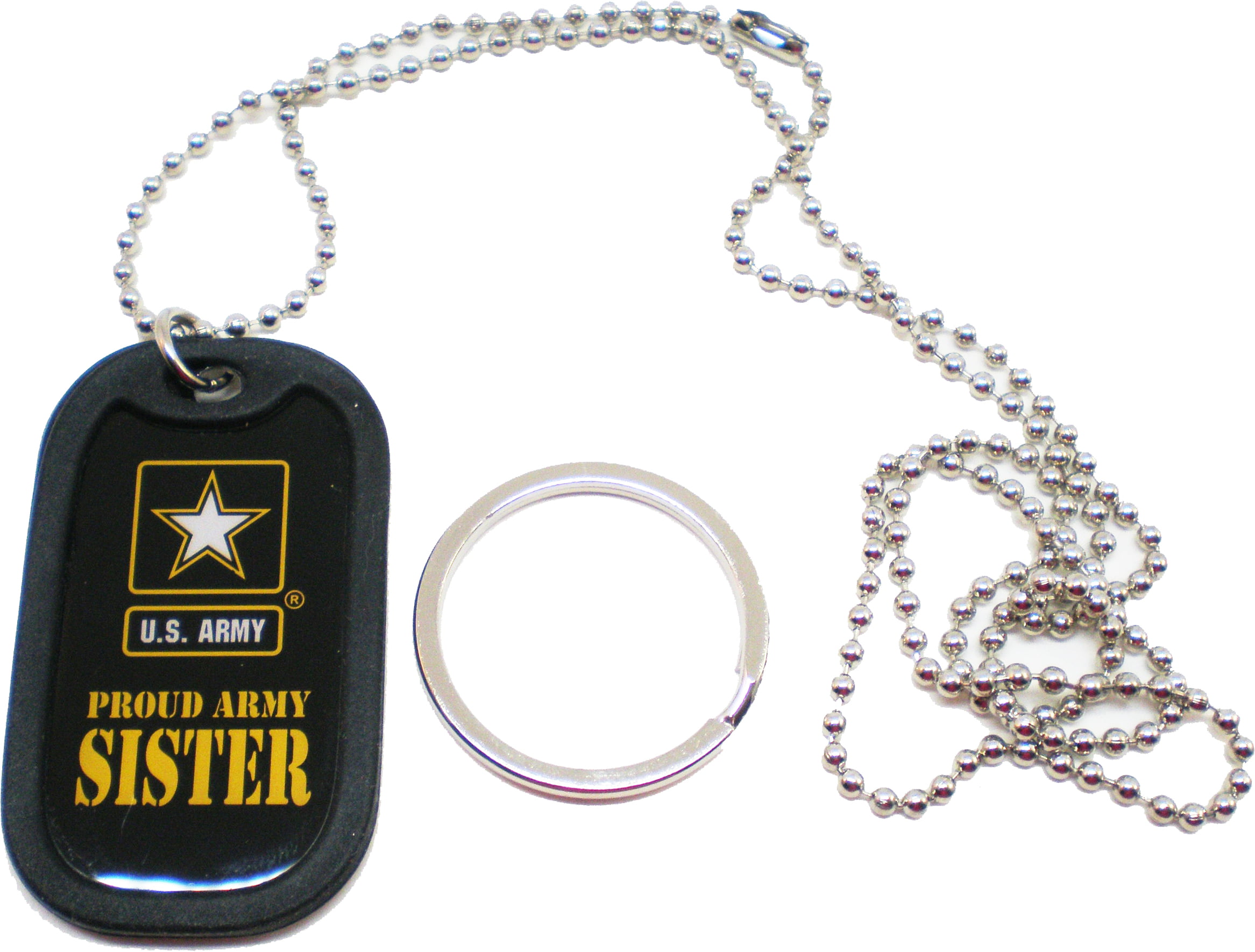 Proud U.S. Army Sister Dog Tag Key Chain Combo with Silencer [Black ...