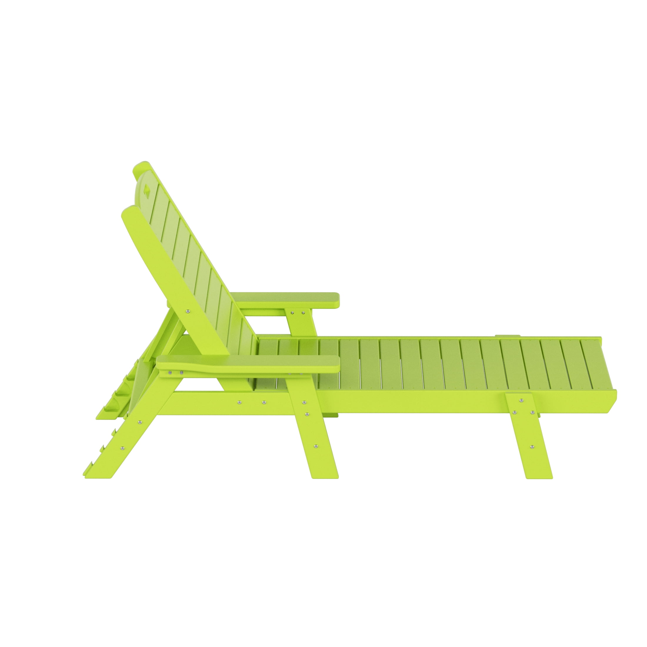 GARDEN 3-Piece Set Plastic Outdoor Chaise Lounges with Round Side Table Included, Lime