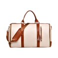 thumbnail image 3 of Bolsa de lona resistente al desgaste, grande, multifuncional y portátil para viajes de una noche. Beige, 3 of 9