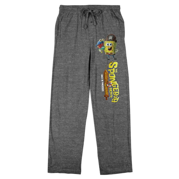 The SpongeBob Movie: Search For SquarePants Pirate Title Men's Heather Gray Sleep Pajama Pants-XS