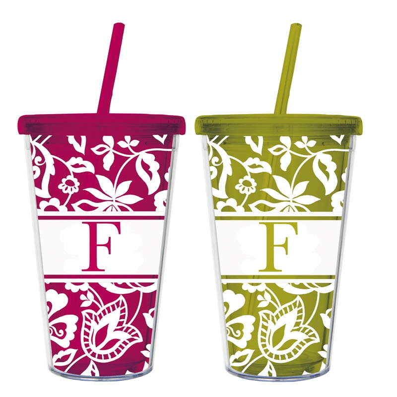 Monogrammed matching Mug and insulated cup set with a lid and straw make a great and useful gift!