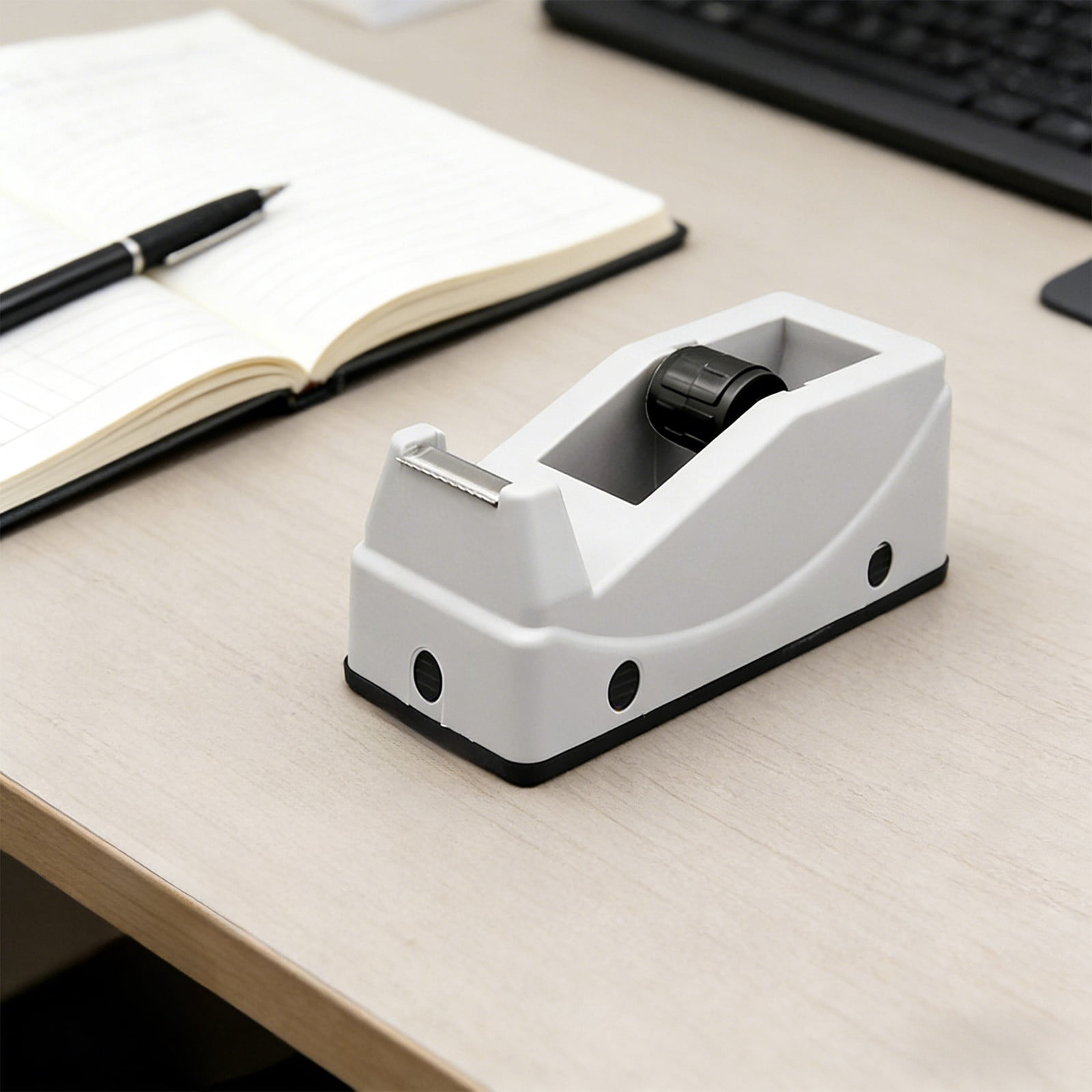 Heavy Duty Tape Holder Dispenser, 5.8×2.5in Desktop Non-Slip Tape Cutter, Compatible with ≤1.18in Width Tape, Home Office Desk Stationery, Gray