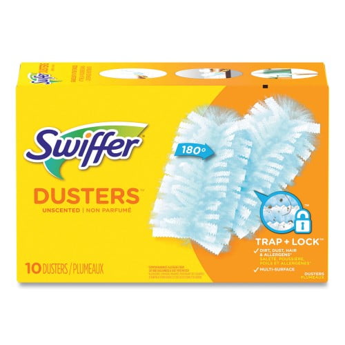 New Swiffer Refill Dusters, Dust Lock Fiber, Light Blue, Unscented, 10/Box, 4 Box/Carton,Each