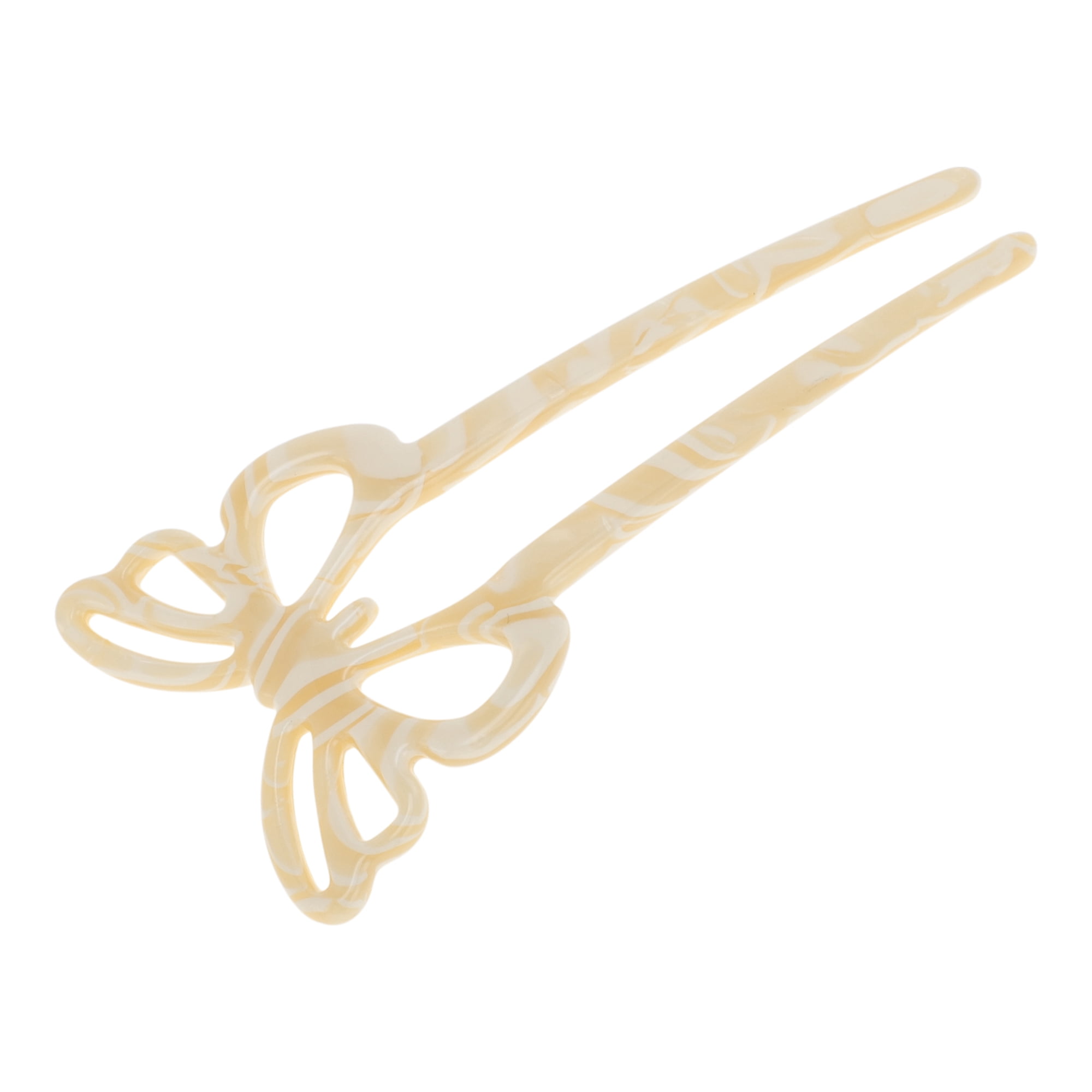 Unique Bargains Butterfly Hair Stick Fork Pins for Women 1 Pc White