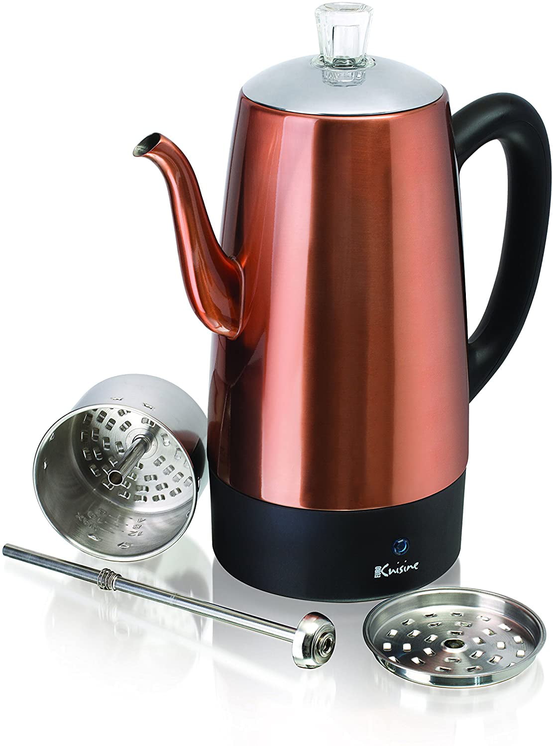 Euro Cuisine PER08 Electric Percolator 8 Cup Stainless Steel Coffee Pot Maker 4 Cup