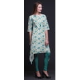 thumbnail image 2 of Bimba Kurti Asymétrique Vert Bandhani Imprimé Teinture sur Nœuds pour Femmes Robe d'Été Indienne Tunique Grand, 2 of 6