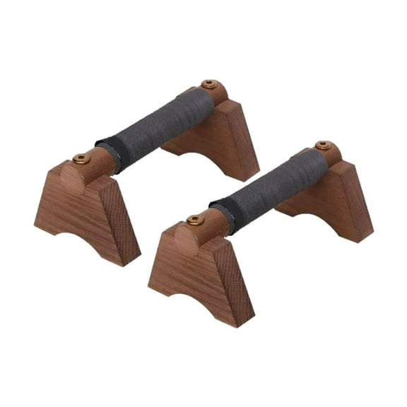 harayaa 2 Pieces Wood Push up Bars Bracket Parallettes Bar for Fitness Floor Workout Coffee S