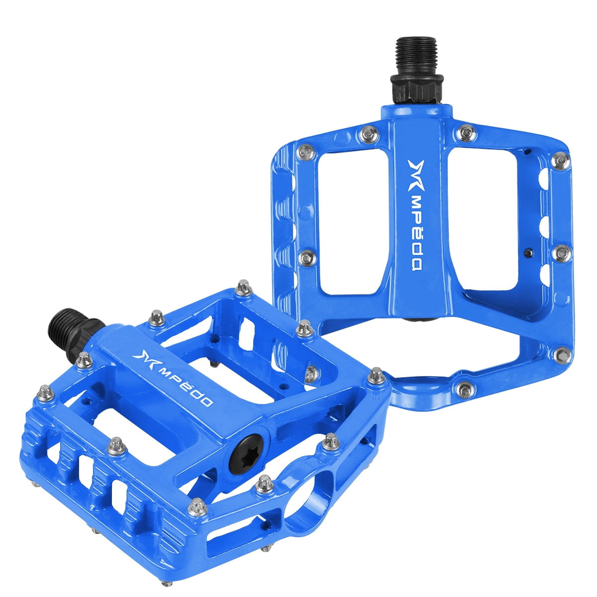 blue bicycle pedals