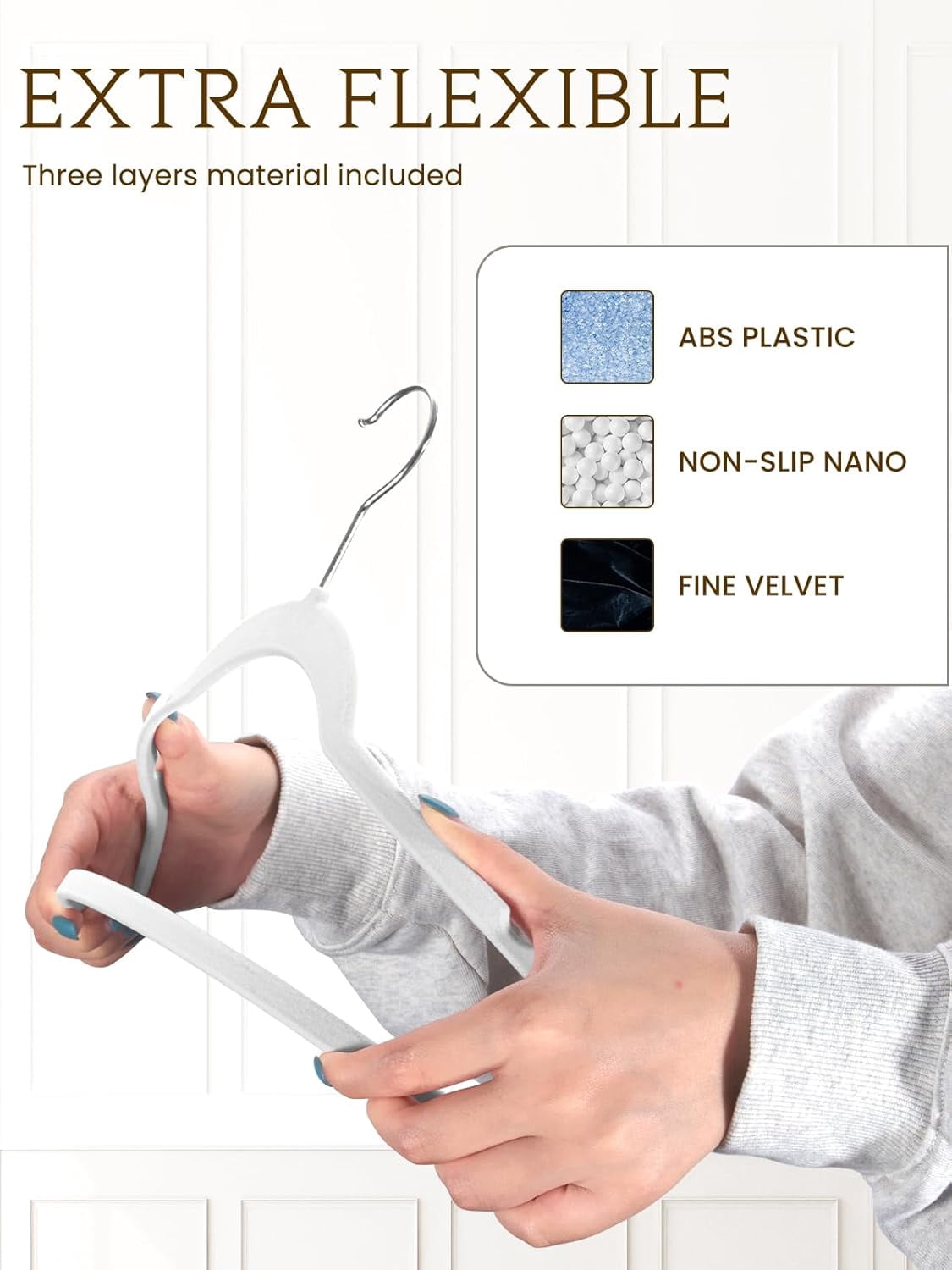 cozymood Premium Velvet Hangers 30 Pack Clothes Hanger,Heavy Duty Non Slip Felt Hangers Suit Hangers White