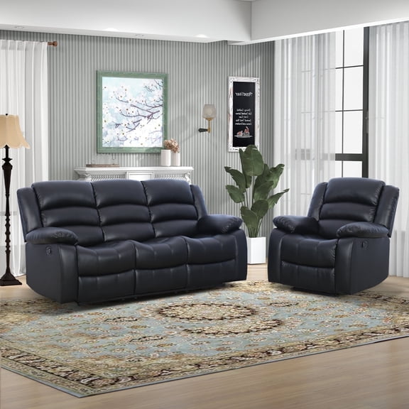 Bonzy Home Manual 3-Seat Reclining Sofa Couch with Overstuffed Arms and Back for Living Room Furniture