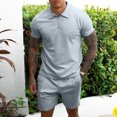 thumbnail image 4 of Sudadera para hombre, pantalones cortos, traje de Color puro, cuello vuelto, cremallera, piel transpirable, amigable, conjunto de camiseta para hombre, azul claro XXL, 4 of 6