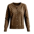 thumbnail image 4 of GEWSEY Women's Polka Dot Cardigan Oversized Open Front Sweater Button Down Knit Outerwear Cozy Sweaters Fall Winter Trendy Cute Teacher Cardigans (Khaki, M), 4 of 6