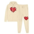 thumbnail image 2 of BVOFAR Women's Tracksuit Two Piece Outfits Novelty Heart Graphic Long Sleeve Hoodies Drawstring Sweatpants Casual Loose Fit Sweatsuits with Pockets, 2 of 7