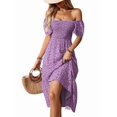 thumbnail image 2 of Women'S Summer Boho Floral Midi Dress Casual Short Sleeve Square Neck Flowy Beach Vacation Long Dress M, 2 of 10