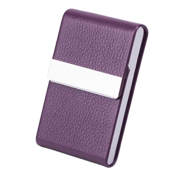 Clearance Under $5 | 1pc PU Leather Business Card Holder, Slim Metal Pocket Card Case