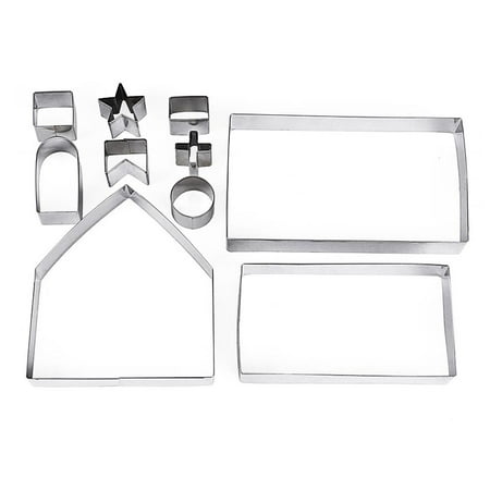 

10pcs 3D House Baking Mold Non Stick Stainless Steel Cookie Cutter Easy To Clean Gingerbread House Pastry Cutters Mold for Home Kitchen Bakery