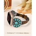 thumbnail image 3 of Wearlizer Leather Band Compatible with Apple Watch Band Women 38/40/41/42/44/45/49mm, Boho Western Vintage Turquoise Ethnic Antique Style Strap for iWatch Series Ultra 2 SE 9 8 7 6 5 4 3 2 1, 3 of 7