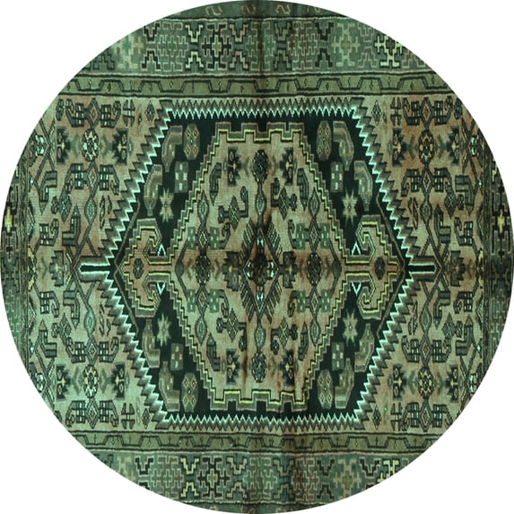 Ahgly Company Indoor Round Persian Turquoise Blue Traditional Area Rugs, 5' Round