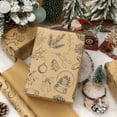 thumbnail image 5 of Christmas Wrapping Paper Roll - Brown Kraft Vintage Gift Wrapping Paper for Xmas,Birthday,Seasonal Winter Holiday Party - 3 Mini Roll -17in x120in Per Roll(42.3 sqft), 5 of 14