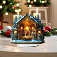 thumbnail image 4 of Christmas Scene Desktop Decoration, 2D Flat Acrylic Nativity Scene with Holy Family Under Tree in House of Life, Religious Christmas Gift for Home Christian Holiday Tabletop Decor, 4 of 6