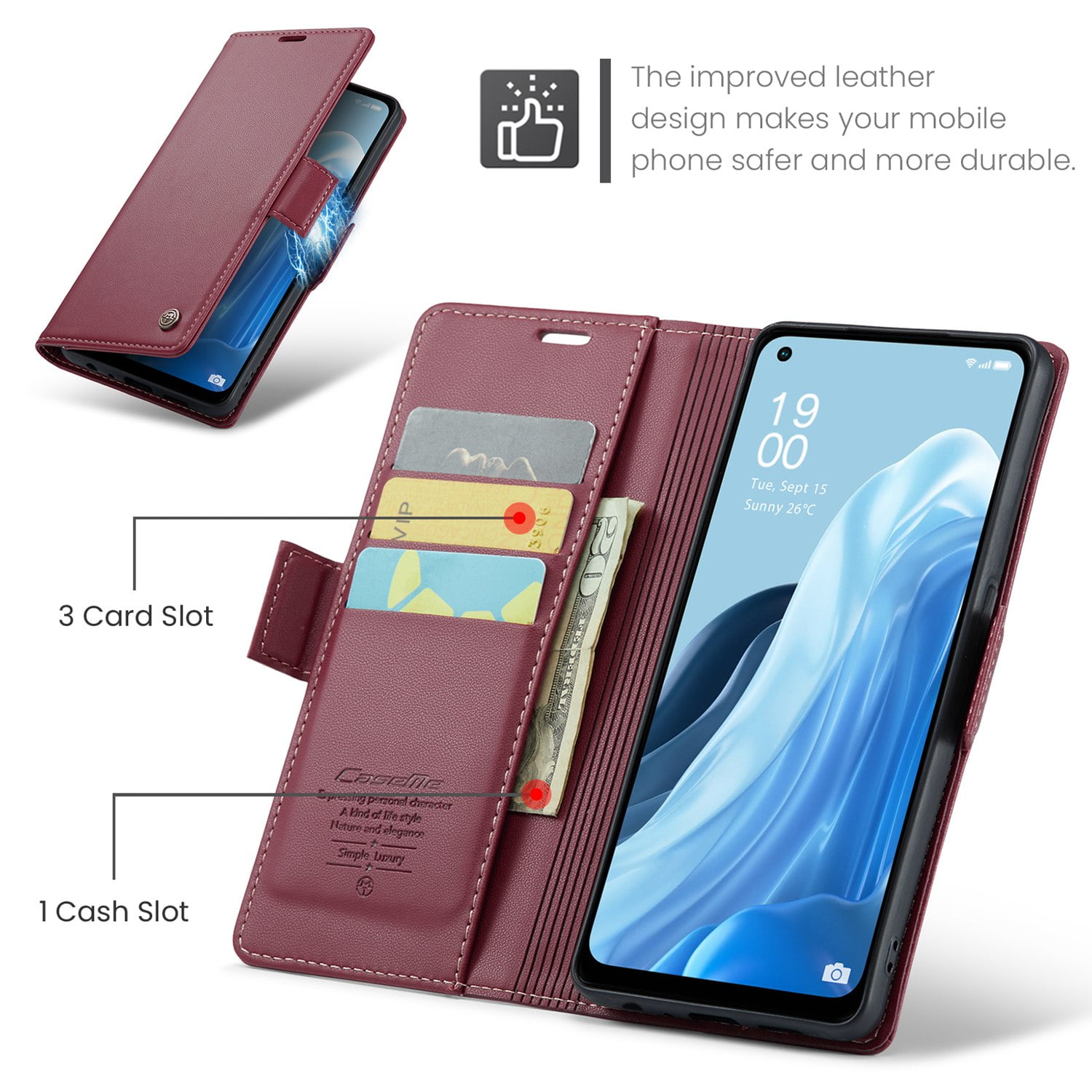 ETFAST Leather Phone Case Wallet With Card Holder Zipper For OPPO Reno 8 4G High Quality Leather Phone Case