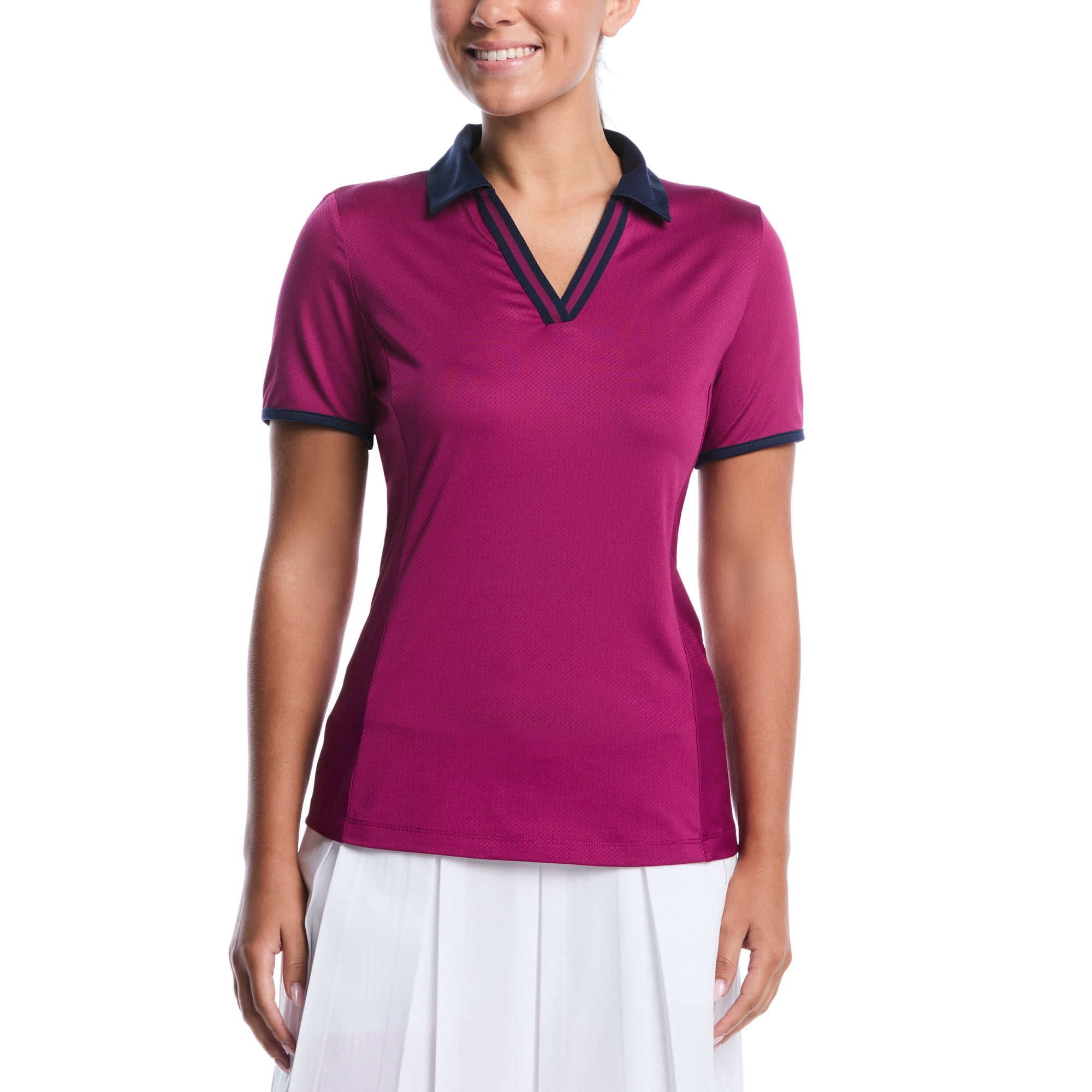 Ben Hogan Women’s Performance V-Neck Textured Short Sleeve Golf Polo Shirt, Sizes XS-XXXL